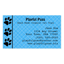 Naughty Kitty Blue Business Card