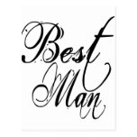 Naughy Grunge Script - Best Man Black Postcard