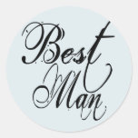 Naughy Grunge Script - Best Man Black Round Stickers