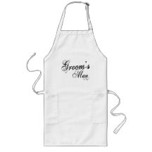 Naughy Grunge Script - Groom's Man Black Aprons