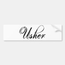 Naughy Grunge Script - Usher Black Bumper Stickers