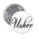 Naughy Grunge Script - Usher Black Pinback Buttons