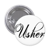 Naughy Grunge Script - Usher Black Pinback Buttons