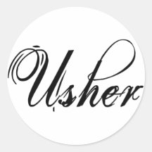 Naughy Grunge Script - Usher Black Round Stickers