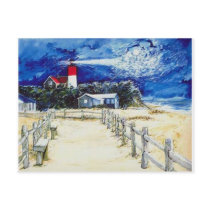 Nauset Light Conferring with the Moon Post Card