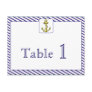 Nautical Anchor Blue Stripe Wedding Table Number Postcards