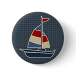 Nautical Blue, Red, Cream Sailboat Custom buttons