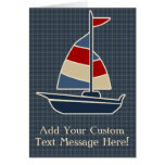 Nautical Blue, Red, Cream Sailboat Custom cards