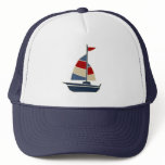 Nautical Blue, Red, Cream Sailboat Custom hats
