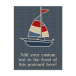 Nautical Blue, Red, Cream Sailboat Custom postcards
