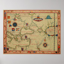 Nautical Chart of Portuguese Cartographer 1570 Print