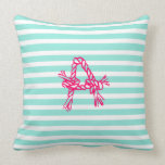 Nautical Initial Thin Mint Striped Cushion pillows