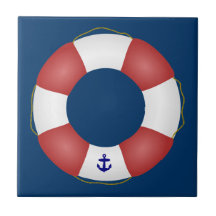 Nautical Life preserver Ceramic Tile