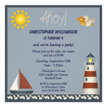 Nautical Lighthouse & Sailboat Party Invites