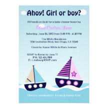 Nautical Sailboat Gender Reveal Gender Neutral Custom Invitations