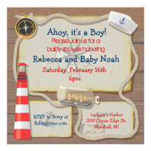Nautical Sailor Baby Shower Invitations