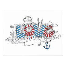 Nautical Sailor Retro Love Postcard