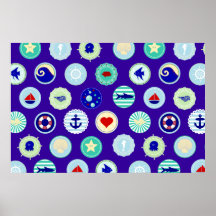Nautical Sea Blue Sailor Pattern Poster