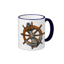 Nautical Ships Wheel And Anchor Coffee Mugs