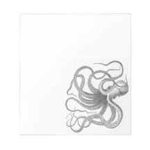 Nautical steampunk octopus Vintage book drawing Memo Notepads