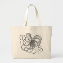 Nautical steampunk octopus vintage design canvas bags