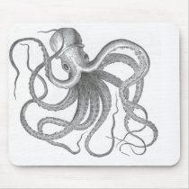Nautical steampunk octopus vintage design mouse pad