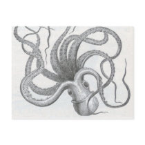 Nautical steampunk octopus vintage design postcards