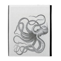 Nautical steampunk octopus vintage kraken drawing iPad case