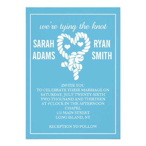 Nautical Tying the Knot Blue Wedding Invitations Nautical Tying the Knot Blue Wedding Invitations