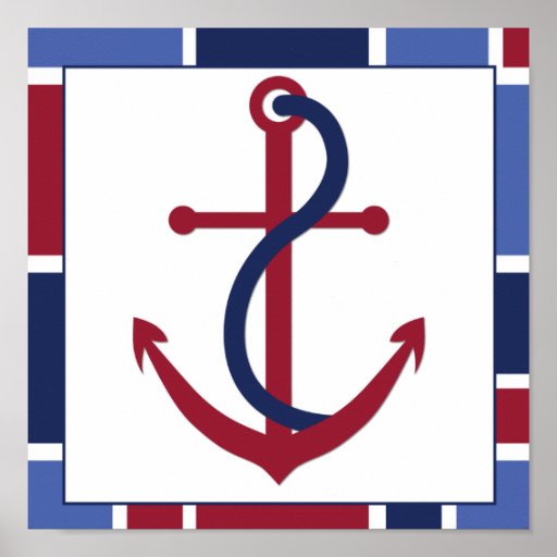Nautical Wave Nursery Anchor Poster