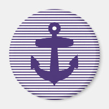 Navy Anchor with Blue Breton Stripes Fridge Magnet