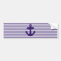 Navy Anchor with Blue Sailor Stripes Bumper Stickers