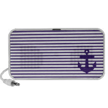 Navy Anchor with Blue Sailor Stripes iPod Speaker