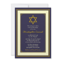 Navy and Gold Bar Mitzvah Invitation