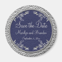 Navy and Pewter Save the Date Magnet