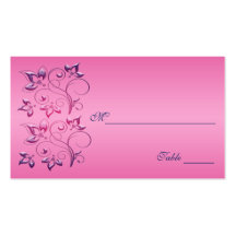 Navy and Pink Floral Placecards Business Card Templates