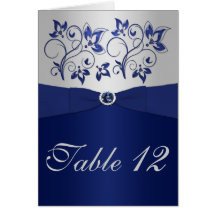 Navy and Silver Table Number Card