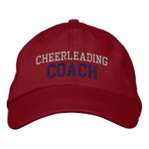Navy and Silver Text Cheerleading Coach Hat Embroidered Baseball Cap
