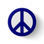 Navy and White Peace Symbol Button