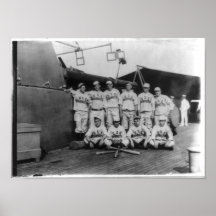 Navy baseball team of USS WASHINGTON on deck Posters