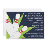 Navy Blue 7-10 Split Bowling Birthday Party Invitations