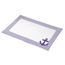 Navy Blue Anchor and Sailor Stripes Placemats
