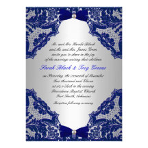 Navy blue and Silver Wedding Invitation