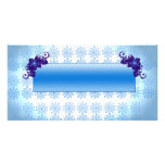 Navy blue and sky blue floral wedding gift photo card