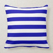 Navy Blue and White Sailor Stripes Throw Pillow