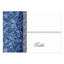 Navy Blue Batik Feeling  Damask Table Place Card Business Card Templates