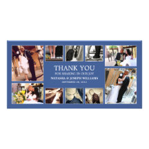 NAVY BLUE COLLAGE | WEDDING THANK YOU CARD PHOTO CARDS