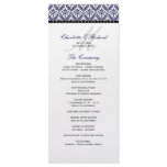 Navy Blue Damask Monogram Wedding Program