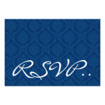 Navy Blue Damask small RSVP Wedding Response Card Custom Announcements