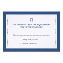 Navy blue dotted border wedding rsvp response invites